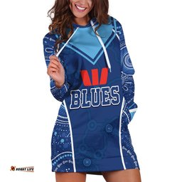 Personalised Indigenous NSW Blues Rugby Hoodie Dress State Of Origin Blue Dynamic