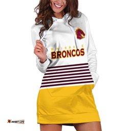 Custom Text And Number Broncos Rugby Hoodie Dress Sporty Style White Version
