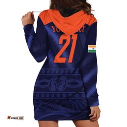 Custom India Cricket Hoodie Dress Go Men In Blue Sporty Version