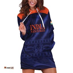 Custom India Cricket Hoodie Dress Go Men In Blue Sporty Version