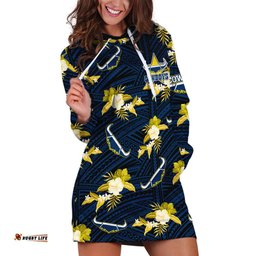 Custom Text And Number Cowboys Rugby Hoodie Dress Polynesian Tribal Mix Tropical Hawaiian Blue Style