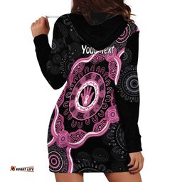 Personalised Australia Breast Cancer Hoodie Dress Brave Strong Aboriginal Art