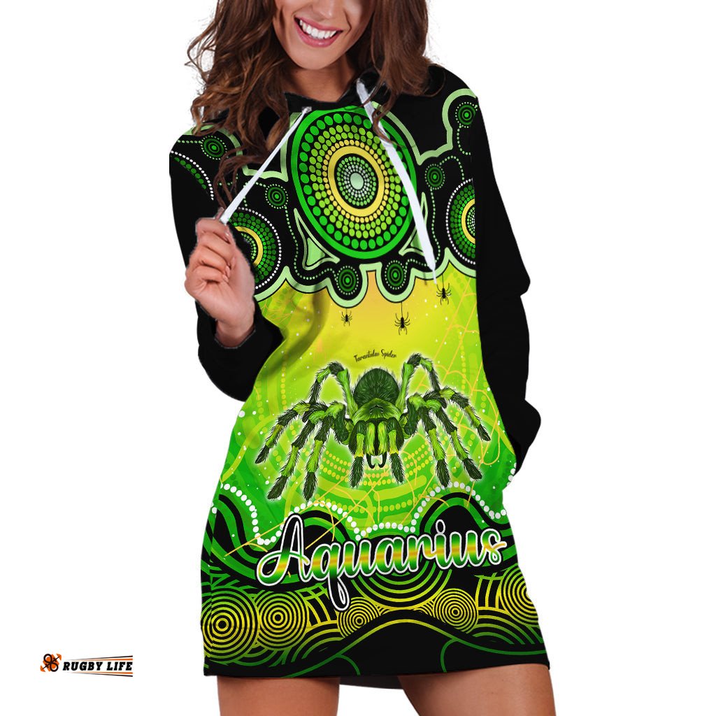 Personalised Australia Scorpio Tarantulas Spider Zodiac Hoodie Dress Auz Astrology Aboriginal Green