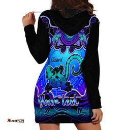 Personalised Australia Leo Lizard Zodiac Hoodie Dress Auz Astrology Aboriginal Blue