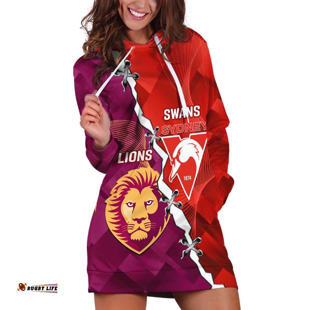 Custom Swans And Lions Football Hoodie Dress 2024 Go Champions Final Dynamic Version