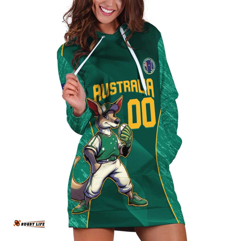 Custom Baseball Australia Hoodie Dress Go Champions Aussie Kangaroo Mascot
