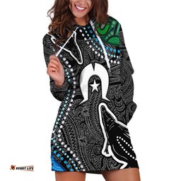 Torest Trait Islands Mix Crocodine Aboriginal Pattern Hoodie Dress
