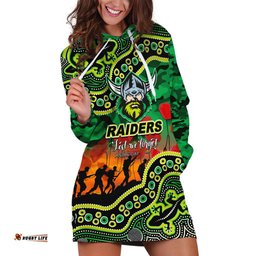 Custom Personalised Anzac Day NRL Raiders Hoodie Dress Aboriginal Lizard Patterns