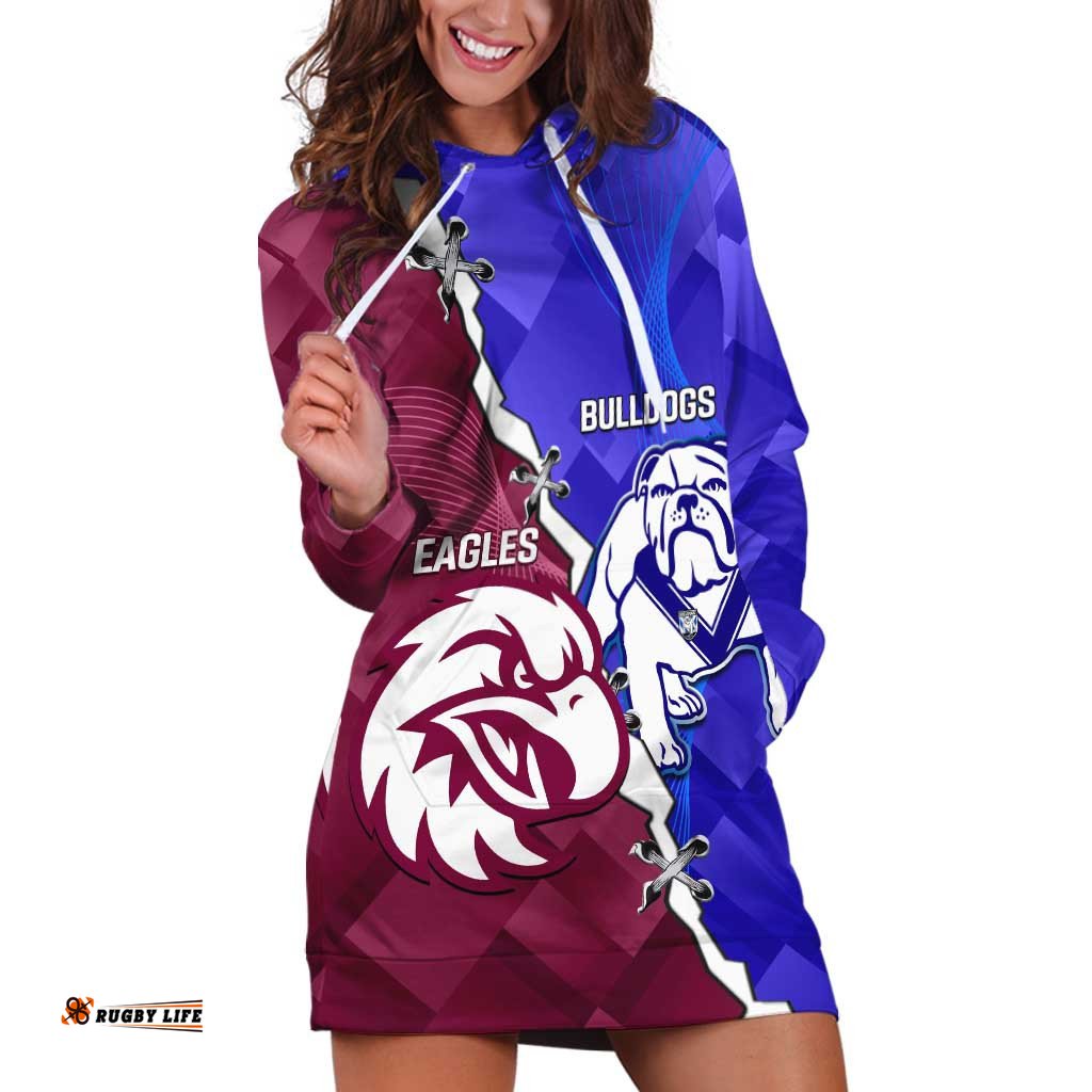 Personalised Bulldogs And Eagles Rugby Hoodie Dress Dynamic Style