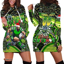 Merry Christmas Raiders Hoodie Dress Aboriginal Santa Rugby Mascot Canberra