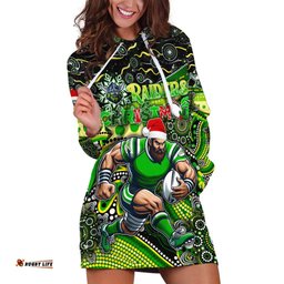 Merry Christmas Raiders Hoodie Dress Aboriginal Santa Rugby Mascot Canberra