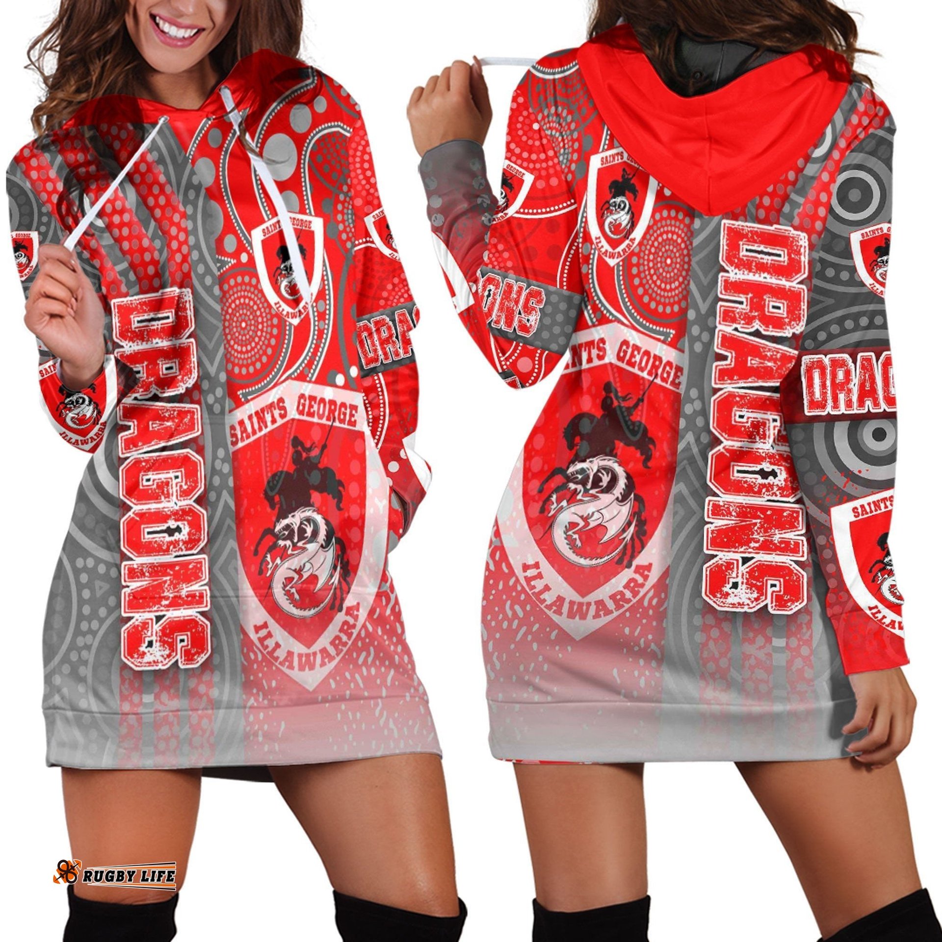 Vibe Hoodie Clothing St. George Illawarra Dragons Sporty Style Hoodie Dress