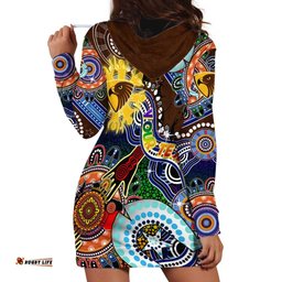 Custom NAIDOC Week 2024 Hawthorn Hawks Hoodie Dress Australia Aboriginal Dot Painting