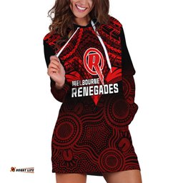 Custom Melbourne Renegades Cricket Hoodie Dress Unique Indigenous Art Mix Polynesian Pattern