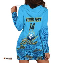 Personalised Australia Rugby Hoodie Dress Norths Devils Indigenous Art