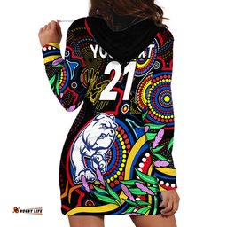 Custom Bulldogs Football Aboriginal Art Hoodie Dress NAIDOC Indigenous Tribal