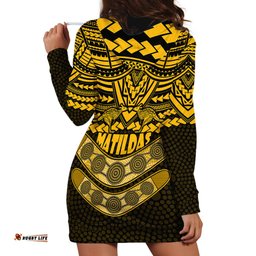 Matildas Soccer Hoodie Dress Polynesian and Aboriginal Gold Vibe