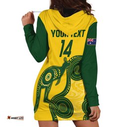 Custom Australia Soccer Hoodie Dress Go Socceroos Kangaroo With Indigenous Art