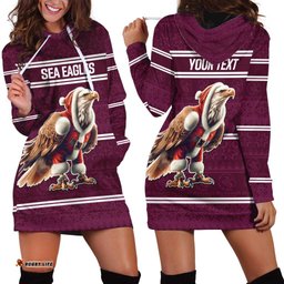 NRL Manly Warringah Christmas Personalised Hoodie Dress with Sea Eagles Mascot