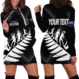Personalised New Zealand Football Ferns Hoodie Dress Women World Cup Sporty Vibes