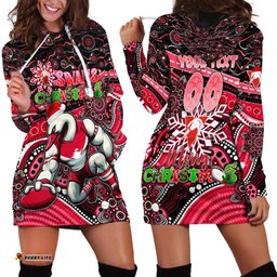 Merry Christmas AFL Swans Hoodie Dress Aboriginal Santa Football Mascot
