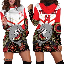 Custom Text And Number Dolphins Rugby Hoodie Dress Indigenous Dynamic Version 07
