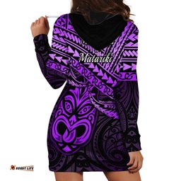 Matariki New Zealand Hoodie Dress Maori New Year Tiki Purple Version