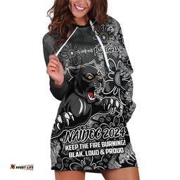 Personalised Panthers NAIDOC Week 2024 Hoodie Dress Aboriginal Fire Burning Sparks