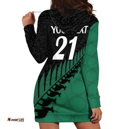 Custom Australia Wallabies and Aotearoa Rugby Hoodie Dress Kangaroo Black Fern Maori Green Vibe