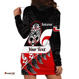 Personalised Te Reo Maori New Zealand Hoodie Dress Kia Haka Maori Fern With Tino Rangatiratanga