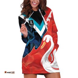 Swans-Port Adelaide Football Custom Hoodie Dress Cracked Metal Style