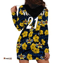 Custom Text And Number Cowboys Rugby Hoodie Dress Polynesian Style With Hibiscus