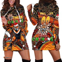 Merry Christmas Wests Tigers Hoodie Dress Aboriginal Santa Rugby Mascot The Tigers