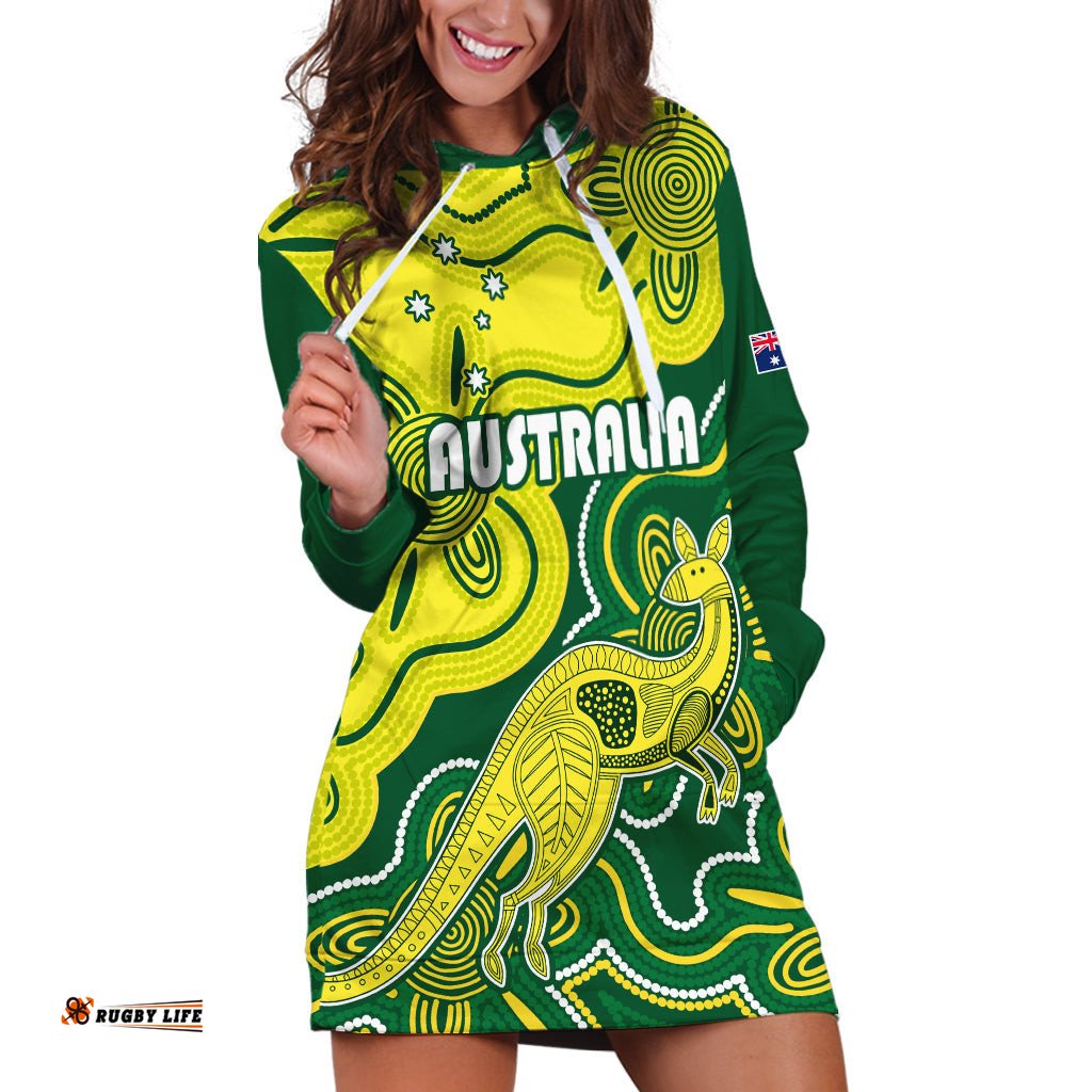 Custom Australia Cricket Hoodie Dress Go Aussie World Cup Aboriginal Style Unique