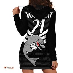 Custom Text And Number Redcliffe Dolphins Rugby Hoodie Dress Simple Black Style