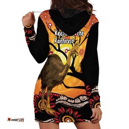 Keeper Of The Rainforest Cassowary Hoodie Dress Aboriginal Art