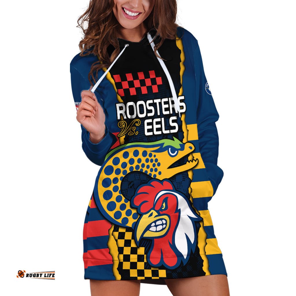 NRL Eels Combine Roosters Rugby Hoodie Dress Sporty Style