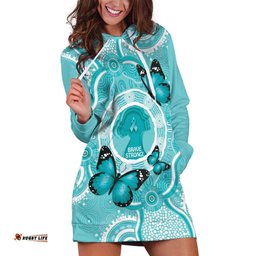 Australia Cervical Cancer Awareness Month Hoodie Dress Brave Strong Butterfly Aboriginal Art