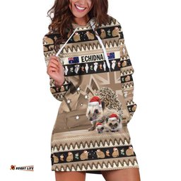 Aussie Echidna Hoodie Dress Merry Christmas