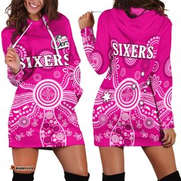 Sydney Sixers Hoodie Dress Cricket Indigenous Australian Art Ver.02