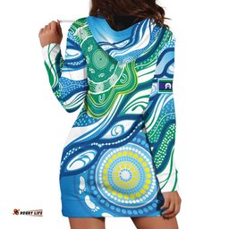 Torres Strait Islander Hoodie Dress Aboriginal Blue Art
