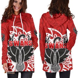 Sydney Women Hoodie Dress Simple Indigenous Swans