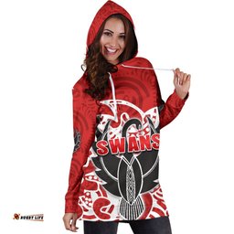 Sydney Women Hoodie Dress Simple Indigenous Swans