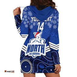 Custom North Melbourne Football Christmas Hoodie Dress Merry Xmas Mix Aboriginal Art