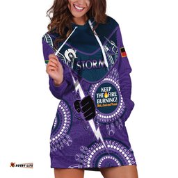 Custom NRL Storm NAIDOC Week Hoodie Dress Keep The Fire Burning Indigenous Art