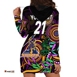 Custom Storm Rugby Aboriginal Art Hoodie Dress NAIDOC Indigenous Tribal