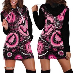 Personalised Australia Indigenous Hoodie Dress Breast Cancer Ribbon Think Pink Black Version