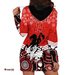 Custom Dragons Rugby Christmas Hoodie Dress Merry Xmas Mix Aboriginal Art