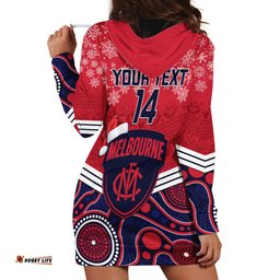 Custom Melbourne Football Christmas Hoodie Dress Merry Xmas Mix Aboriginal Art
