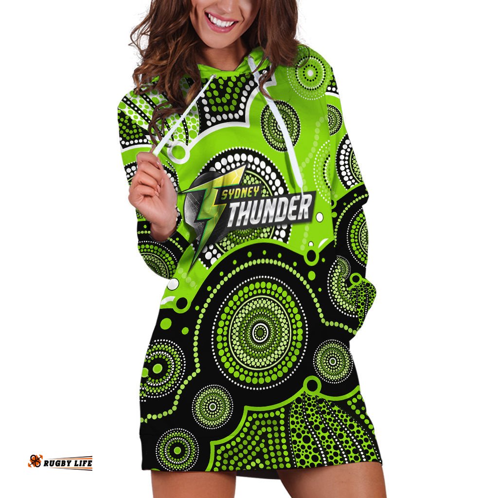 Custom Text And Number Thunders BBL Hoodie Dress Aboriginal Patterns
